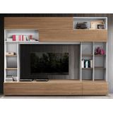 Tv-wandmeubel Tiko 277 cm breed in wit met stelvio walnoot