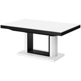 Uitschuifbare salontafel Quadro Lux 120 tot 170 cm breed in hoogglans wit met zwart