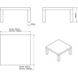 Vierkante Salontafel Monaco 100 cm breed in HG wit