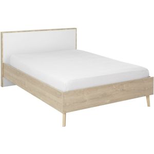 Tweepersoonsbed Larvik 140x200cm in eiken met wit