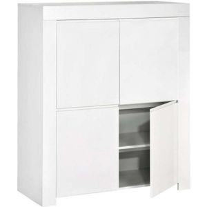Opbergkast Amalfi 140 cm hoog - Hoogglans wit