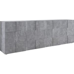 Dressoir Dama 241 cm breed grijs beton 4 deuren
