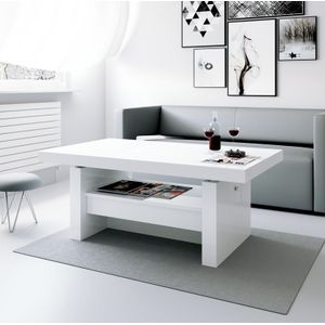 Uitschuifbare salontafel Aversa 120 tot 170 cm breed - Hoogglans Wit