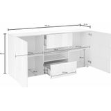 Dressoir Dama 181 cm breed  - Hoogglans wit