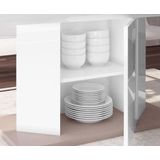 Uitschuifbare eettafel Amigo 160 tot 260 cm breed in hoogglans grijs met wit