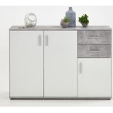 Dressoir Albi 120 cm breed - Grijs beton met wit