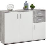 Dressoir Albi 120 cm breed - Grijs beton met wit