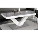 Salontafel Victoria mini 120 cm breed - Hoogglans grijs met wit