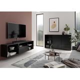 Zwevend tv-meubel dark mat zwart