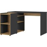 Hoekbureau Austin 129 cm breed in grafiet met navarra eiken