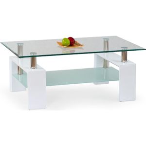 Glazen salontafel Diana H 110 cm breed in wit