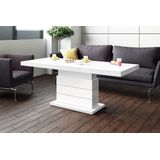 Uitschuifbare salontafel Matera Lux 120 tot 170 cm breed in mat wit