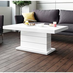 Uitschuifbare salontafel Matera Lux 120 tot 170 cm breed in mat wit