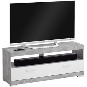 Tv-meubel Bristol 120 cm breed grijs beton met wit