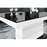 Uitschuifbare salontafel Matera Lux 120 tot 170 cm breed - Hoogglans zwart met wit