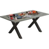 Eettafel Baxter X poot 170x100 cm grijs eiken met antraciet