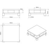 Vierkante Salontafel Salina hoogglans wit/zwart