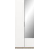 Kledingkast Ghost 2 deuren met spiegel 80x203 cm eiken met wit