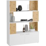 Roomdivider Varel 163 cm Hoog in Wit Met Eiken