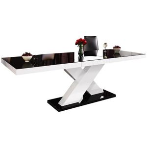 Uitschuifbare Eettafel Xenon 160 cm tot 210 cm - Hoogglans Zwart met wit