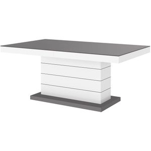 Uitschuifbare salontafel Matera Lux 120 tot 170 cm breed in mat grijs met wit
