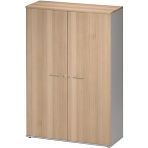 Archiefkast Jazz Medium van 183 cm hoog in beuken met licht grijs