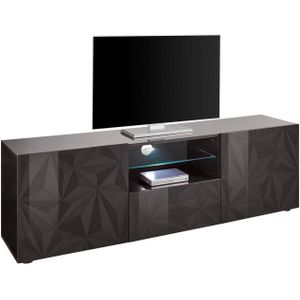 Tv-meubel Kristal 181 cm breed in hoogglans antraciet