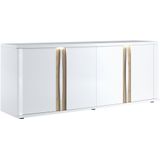 Dressoir Insta 220 Cm Breed hoogglans wit met eiken