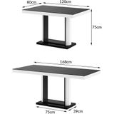 Uitschuifbare eettafel Quadro 120 tot 168 cm breed in hoogglans wit