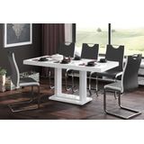 Uitschuifbare eettafel Quadro 120 tot 168 cm breed in hoogglans wit