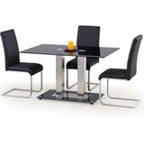 Glazen eettafel Walter 130 cm breed in zwart