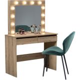 Kaptafel / Make-uptafel Charme bruin 94 cm breed met spiegel en led