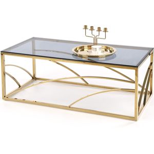 Rechthoek salontafel Universe 120x60 cm smoked glas met goud