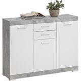 Dressoir Bristol 3 van 120 cm breed in grijs beton met wit