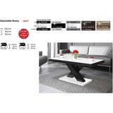 Salontafel Xenon mini 120 cm breed - Hoogglans zwart met wit