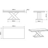 Salontafel Xenon mini 120 cm breed - Hoogglans zwart met wit