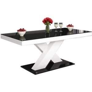 Salontafel Xenon mini 120 cm breed - Hoogglans zwart met wit