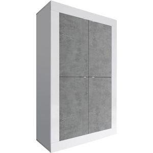 Opbergkast Basic 162 cm hoog wit met beton