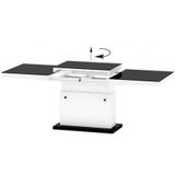 Uitschuifbare salontafel Matera Lux 120 tot 170 cm breed in mat lichtgrijs met wit