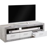 Tv-meubel Turbo 152 cm breed grijs beton met wit