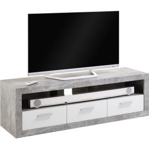 Tv-meubel Turbo 152 cm breed grijs beton met wit