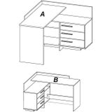 Hoekbureau Thales 129 cm breed wit met eiken