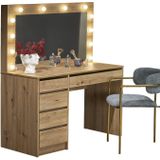 Kaptafel / Make-uptafel Charme bruin 120 cm breed met spiegel en led