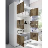 Vitrinekast Basic 162 cm hoog wit met eiken