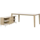 Bureau tafel set Absolu 184 cm breed in wit met eiken