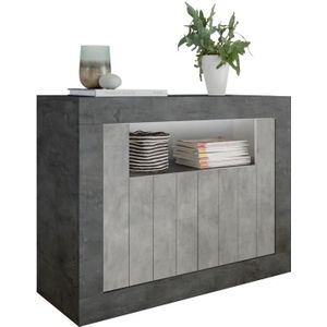 Dressoir Urbino 110 cm breed in Oxid met grijs beton