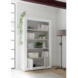 Boekenkast Urbino 190 cm hoog in hoogglans wit met grenen wit