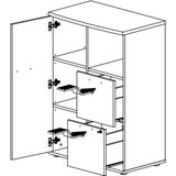 Boekenkast Jazz 114 cm hoog in grijs eiken met grijs