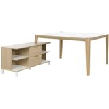 Bureau tafel set Absolu 144 cm breed in wit met eiken