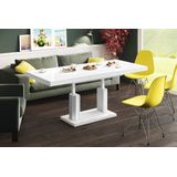 Uitschuifbare salontafel Quadro Lux 120 tot 170 cm breed in hoogglans wit